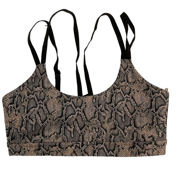 GOOD AMERICAN Eco Sheen Print Scoop Bra Strappy Stretchy size 0 or XS NEW! - Picture 2 of 9